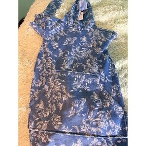 Blue & White Lug Peekaboo New Sweater Cotton Winter Hoodie Comfy Lounge Sz Xs